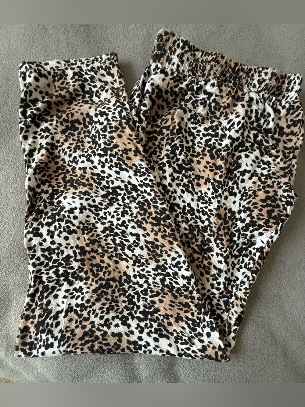 Leopard Print Wide Leg Pants - Black & Tan